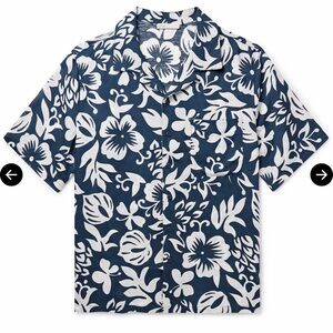 ONIA Air Linen Convertible Vacation Shirt in  Floral-Print Deep Navy Men’s L NWT